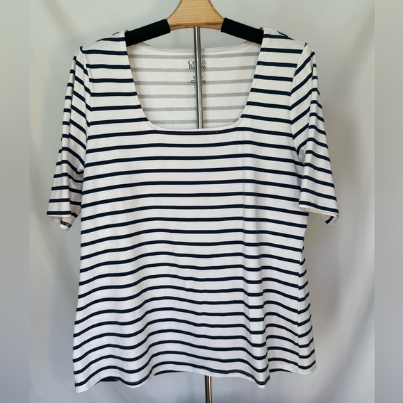 Croft & Barrow XL Navy White Stripes Nautical Staple - Picture 1 of 3